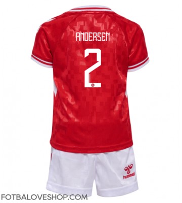 Dánsko Joachim Andersen #2 Dětské Domácí Dres ME 2024 Krátký Rukáv (+ trenýrky)